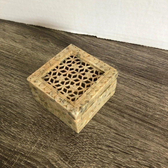 Hand  Carved Stone Trinket Box - Picture 2 of 10